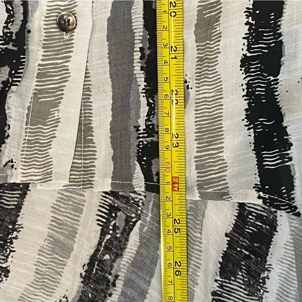 PATRIZIA LUCA Women’s Three Quarter High Low Striped Print Shirt Dress Top L - Picture 12 of 13